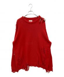 KAMIYA（カミヤ）の古着「Distressed Knit Pullover」｜レッド