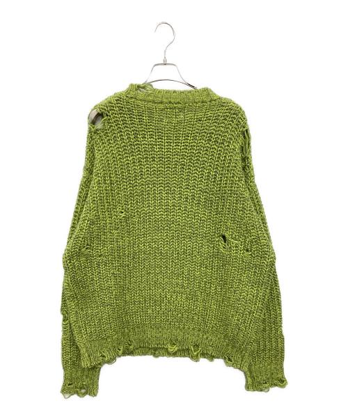 KAMIYA（カミヤ）KAMIYA (カミヤ) Distressed Knit Pullover グリーン サイズ:Mの古着・服飾アイテム
