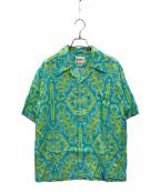 KAMIYAカミヤ）の古着「Monogram Shirt」｜ブルー×グリーン