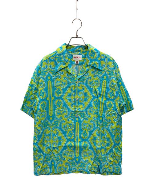 KAMIYA（カミヤ）KAMIYA (カミヤ) Monogram Shirt ブルー×グリーン サイズ:Mの古着・服飾アイテム