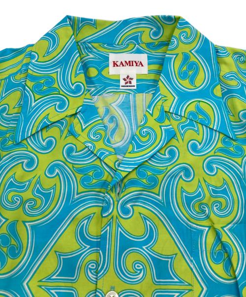 KAMIYA（カミヤ）KAMIYA (カミヤ) Monogram Shirt ブルー×グリーン サイズ:Mの古着・服飾アイテム