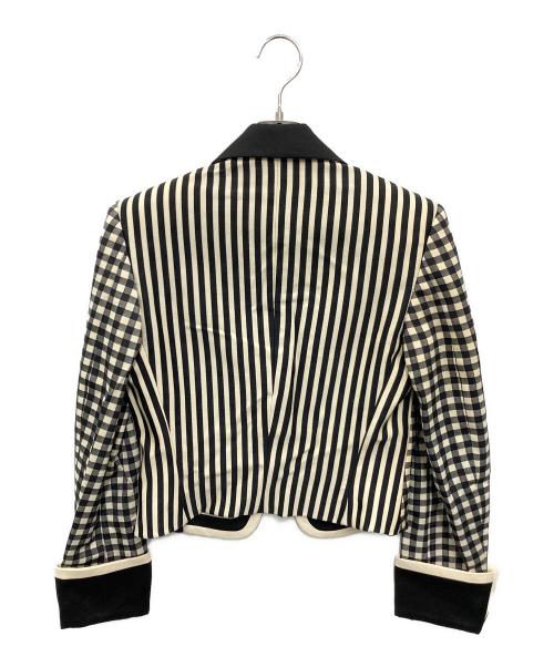 GIANNI VERSACE（ジャンニ・ヴェルサーチ）GIANNI VERSACE (ジャンニ・ヴェルサーチ) ［古着］ウールチェックテーラードジャケット ブラック×アイボリー サイズ:4の古着・服飾アイテム