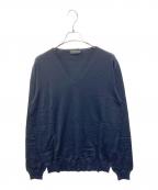 PRADAプラダ）の古着「ハイゲージ ソリッド Vネックニット セーター」｜ネイビー
