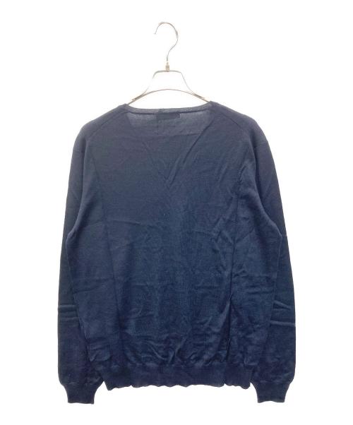 PRADA（プラダ）PRADA (プラダ) ハイゲージ ソリッド Vネックニット セーター ネイビー サイズ:54の古着・服飾アイテム