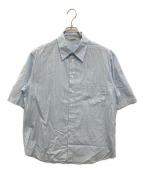 AURALEEオーラリー）の古着「SUVIN HIGH COUNT CLOTH STRIPE HALF SLEEVED SHIRT」｜ブルー
