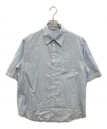 AURALEE（オーラリー）の古着「SUVIN HIGH COUNT CLOTH STRIPE HALF SLEEVED SHIRT」｜ブルー