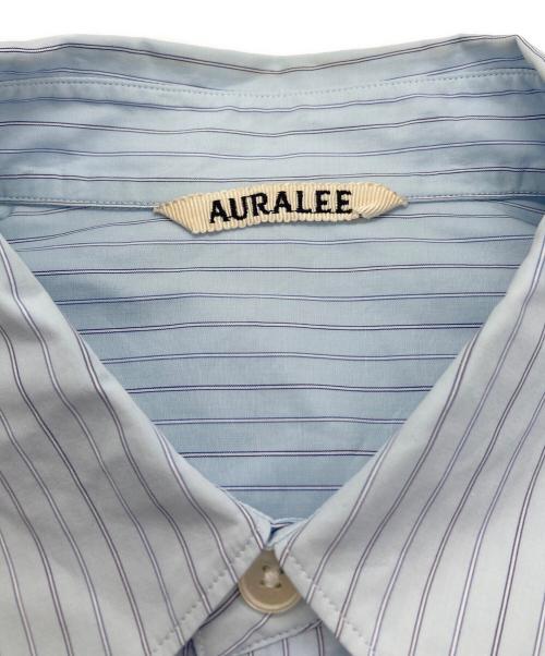 AURALEE（オーラリー）AURALEE (オーラリー) SUVIN HIGH COUNT CLOTH STRIPE HALF SLEEVED SHIRT ブルー サイズ:3の古着・服飾アイテム