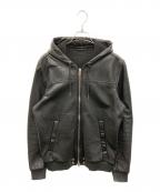 DIESELディーゼル）の古着「ラムレザーフーデットジャケット」｜ブラック
