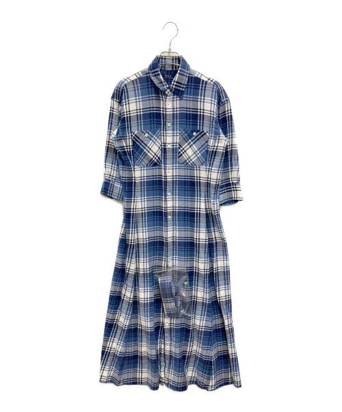POLO RALPH LAUREN（ポロ・ラルフローレン）POLO RALPH LAUREN (ポロ・ラルフローレン) チェックシャツワンピース ブルー サイズ:4の古着・服飾アイテム