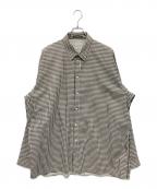 BALENCIAGAバレンシアガ）の古着「ハウンドトゥース パイピング シャツ」｜ホワイト×ブラック