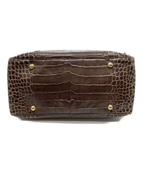 J&M DAVIDSON（ジェイ＆エム デヴィッドソン）J&M DAVIDSON (ジェイ＆エム デヴィッドソン) VIVI クロコ型押しボストンバッグ ブラウンの古着・服飾アイテム