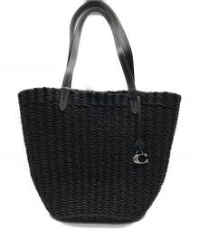 COACH（コーチ）の古着「ストロー トート ハンドバッグ」｜グレー