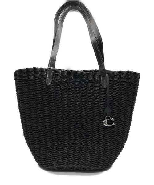 COACH（コーチ）COACH (コーチ) ストロー トート ハンドバッグ グレーの古着・服飾アイテム