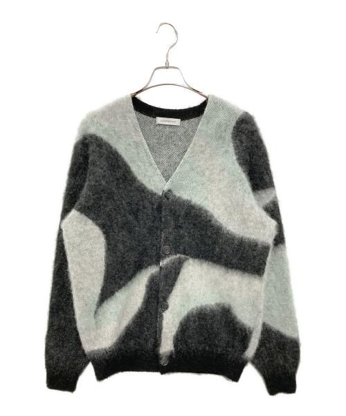 WRAPINKNOT（ラッピンノット）WRAPINKNOT (ラッピンノット) STUDIOUS (ステュディオス) 別注 Mohair Jacquard Cardigan ブラック×グリーン サイズ:3の古着・服飾アイテム