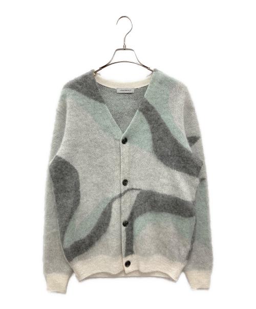 WRAPINKNOT（ラッピンノット）WRAPINKNOT (ラッピンノット) STUDIOUS (ステュディオス) 別注 Mohair Jacquard Cardigan ホワイト×グリーン サイズ:3の古着・服飾アイテム