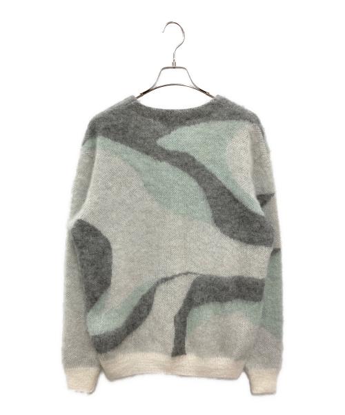 WRAPINKNOT（ラッピンノット）WRAPINKNOT (ラッピンノット) STUDIOUS (ステュディオス) 別注 Mohair Jacquard Cardigan ホワイト×グリーン サイズ:3の古着・服飾アイテム