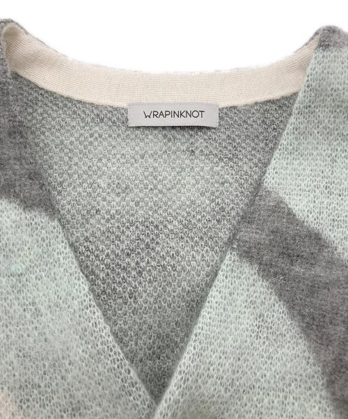 WRAPINKNOT（ラッピンノット）WRAPINKNOT (ラッピンノット) STUDIOUS (ステュディオス) 別注 Mohair Jacquard Cardigan ホワイト×グリーン サイズ:3の古着・服飾アイテム