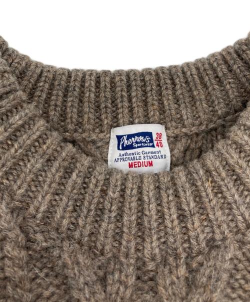 Pherrow's（フェローズ）PHERROW'S (フェローズ) ウールケーブルニット ベージュ サイズ:Mの古着・服飾アイテム
