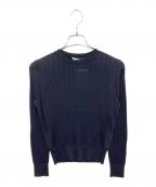 SLOANEスローン）の古着「18Gワイドリブ エクストラファインメリノウール×シルク クルーネック」｜ネイビー