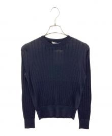 SLOANE（スローン）の古着「18Gワイドリブ エクストラファインメリノウール×シルク クルーネック」｜ネイビー