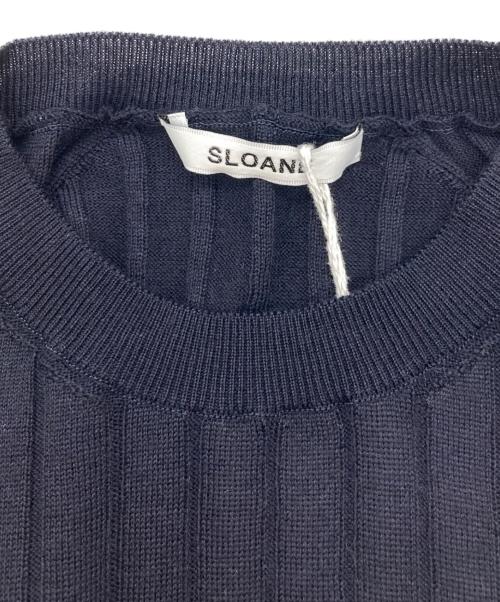 SLOANE（スローン）SLOANE (スローン) 18Gワイドリブ エクストラファインメリノウール×シルク クルーネック ネイビー サイズ:1の古着・服飾アイテム