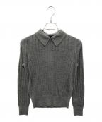 SLOANEスローン）の古着「18Gワイドリブ エクストラファインメリノウール×シルク 襟付きプルオーバー」｜グレー