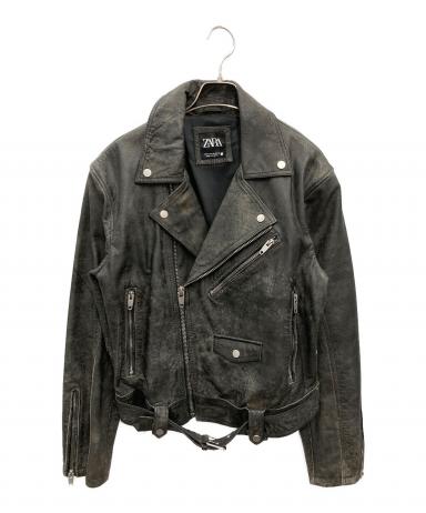 zara ダブルライダースジャケット 美品】ZARA ザラ ダブルライダースジャケット XL ブラック 大きい