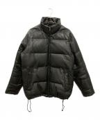 FIRST DOWNファーストダウン）の古着「レザーダウンジャケット」｜ブラック