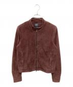 EMMETIエンメティ）の古着「ゴートスエードシングルライダースジャケット」｜ブラウン