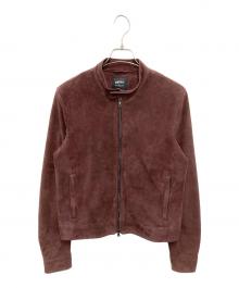 EMMETI（エンメティ）の古着「ゴートスエードシングルライダースジャケット」｜ブラウン