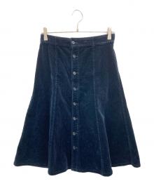 POLO RALPH LAUREN（ポロ・ラルフローレン）の古着「ボタンフロントコーデュロイAラインスカート」｜ネイビー