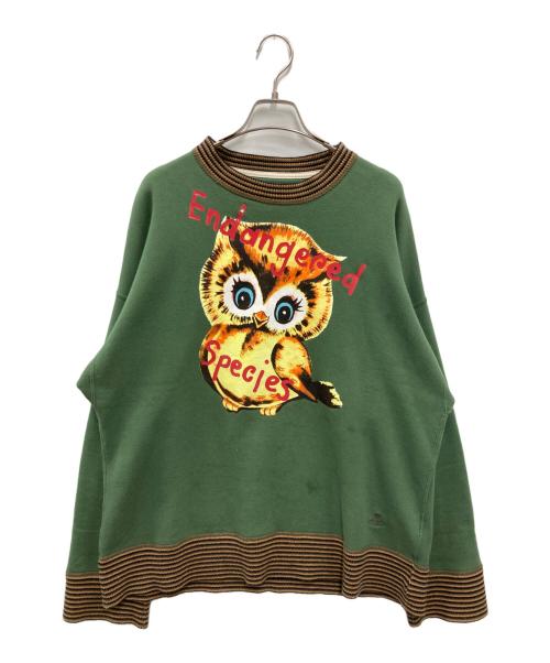 Vivienne Westwood（ヴィヴィアンウエストウッド）Vivienne Westwood (ヴィヴィアンウエストウッド) ENDANGERED SPECIES OWL SWEAT SHIRT グリーン サイズ:48の古着・服飾アイテム