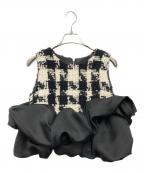 sheller×BISHUシェリエ×ビシュウ）の古着「gingham tweed bloom tops」｜ブラック×ホワイト