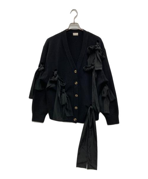 cygne（シーニュ）cygne (シーニュ) Adeline リボンカーディガン ブラック サイズ:FREEの古着・服飾アイテム