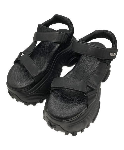 YELLO（イエロ）YELLO (イエロ) BLACK WHALE PLATFORM SANDALS ブラック サイズ:lの古着・服飾アイテム