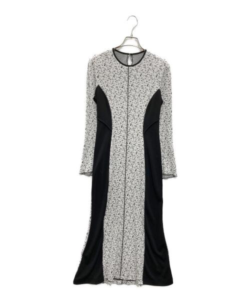 Mame Kurogouchi（マメクロゴウチ）mame kurogouchi (マメクロゴウチ) Floral Jacquard Fraise Stitch Dress ホワイト×ブラック サイズ:2の古着・服飾アイテム
