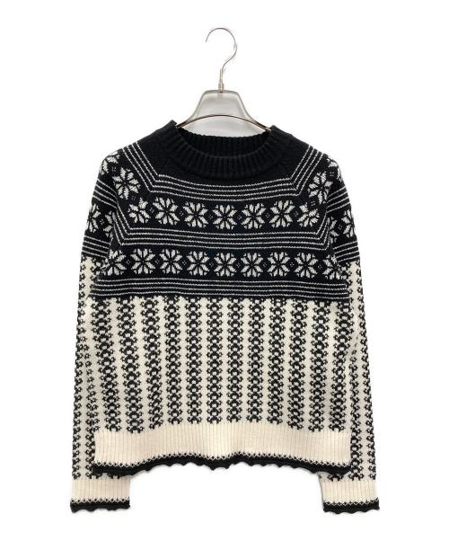 machatt（マチャット）machatt (マチャット) ノルディックジャガードニット ブラック×ホワイト サイズ:FREEの古着・服飾アイテム