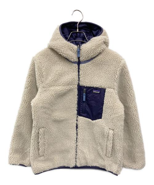 Patagonia（パタゴニア）Patagonia (パタゴニア) リバーシブル・レディ・フレディ・フーディ ベージュ×パープル サイズ:キッズ規格14Yの古着・服飾アイテム