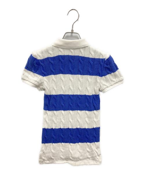POLO RALPH LAUREN（ポロ・ラルフローレン）POLO RALPH LAUREN (ポロ・ラルフローレン) ケーブルニット ポロシャツ ホワイト×ブルー サイズ:XSの古着・服飾アイテム