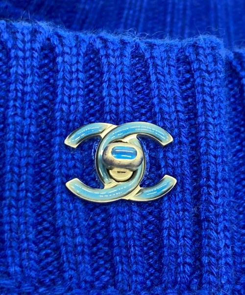 CHANEL（シャネル）CHANEL (シャネル) ココマーク ターンロックボタン ニットカーディガン ブルー サイズ:40の古着・服飾アイテム