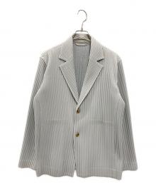 HOMME PLISSE ISSEY MIYAKE（オム プリッセ イッセイ ミヤケ）の古着「プリーツテーラードジャケット」｜ライトグレー