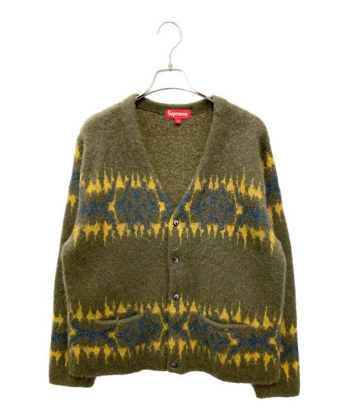 SUPREME（シュプリーム）Supreme (シュプリーム) Abstract Stripe Cardigan カーキ サイズ:Mの古着・服飾アイテム