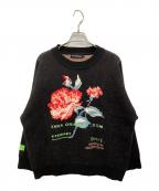 taka originalタカ オリジナル）の古着「Ethernet Pixel Floral Knit」｜ブラック