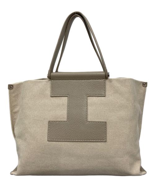 IACUCCI（イアクッチ）IACUCCI (イアクッチ) SORBETTOキャンバスレザートートバッグ ベージュの古着・服飾アイテム