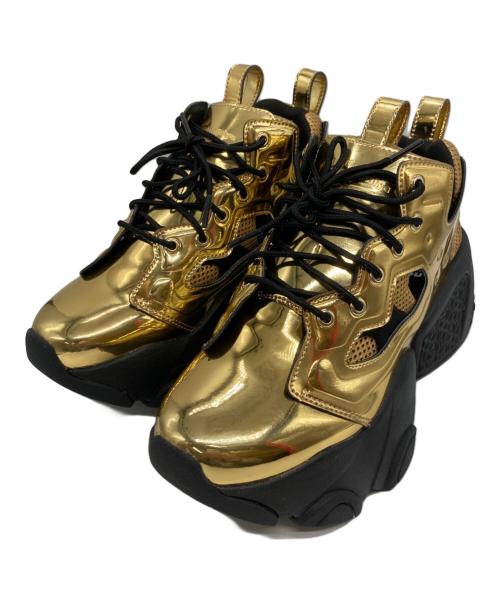 REEBOK（リーボック）REEBOK (リーボック) noir kei ninomiya (ノワール ケイ ニノミヤ) NOIR FURY BOOT LOW ブラック×ゴールド サイズ:24cmの古着・服飾アイテム