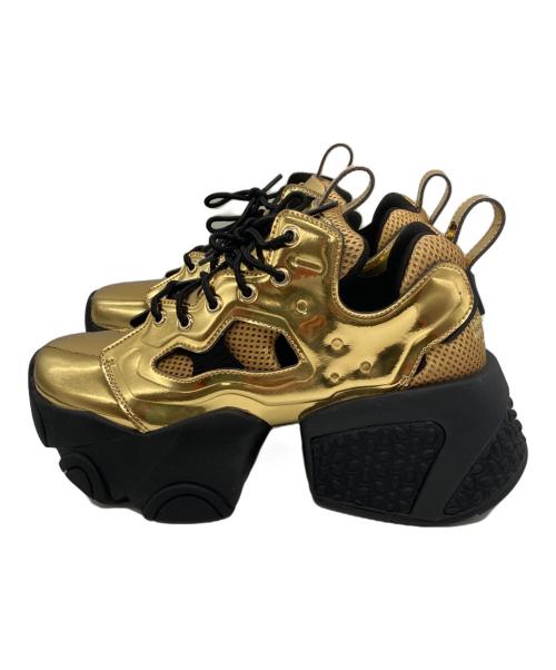 REEBOK（リーボック）REEBOK (リーボック) noir kei ninomiya (ノワール ケイ ニノミヤ) NOIR FURY BOOT LOW ブラック×ゴールド サイズ:24cmの古着・服飾アイテム