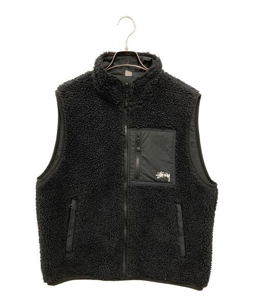 stussy（ステューシー）stussy (ステューシー) SHERPA REVERSIBLE VEST ブラック サイズ:Mの古着・服飾アイテム