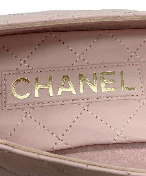 CHANEL（シャネル）CHANEL (シャネル) ココマークターンロックマトラッセフラットシューズ ピンク×ブラック サイズ:37の古着・服飾アイテム