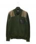 Schott（ショット）の古着「SCH-LEATHER POCKET COMMAND SWEATER FULL ZIP」｜カーキ