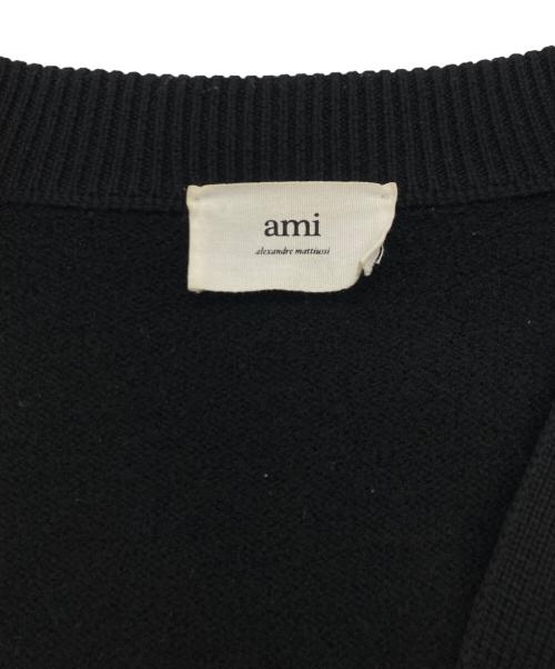 AMI Alexandre Mattiussi（アミアレクサンドルマテュッシ）AMI Alexandre Mattiussi (アミアレクサンドルマテュッシ) ハート刺繍ロゴウールカーディガン ブラック サイズ:Lの古着・服飾アイテム